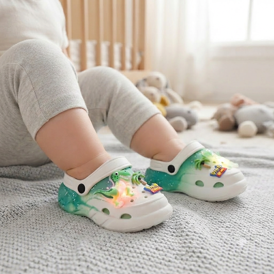 Kids’ LED Dinosaur Clogs – Light-Up Non-Slip Summer Garden & Beach Shoes