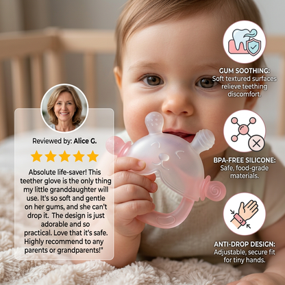 Bunny Baby Teething Mitten – Soft BPA-Free Silicone Gum Soother with Anti-Drop Wristband (3–18 Months)