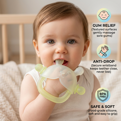 Bunny Baby Teething Mitten – Soft BPA-Free Silicone Gum Soother with Anti-Drop Wristband (3–18 Months)