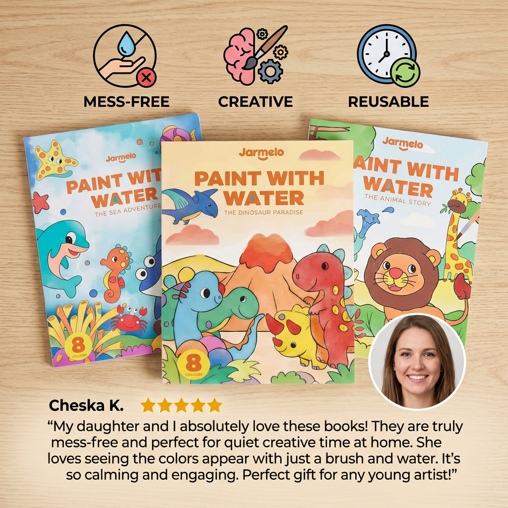 Watercolor Painting Book with Brush – Mess-Free Paint with Water Fun
