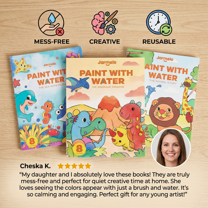 Watercolor Painting Book with Brush – Mess-Free Paint with Water Fun