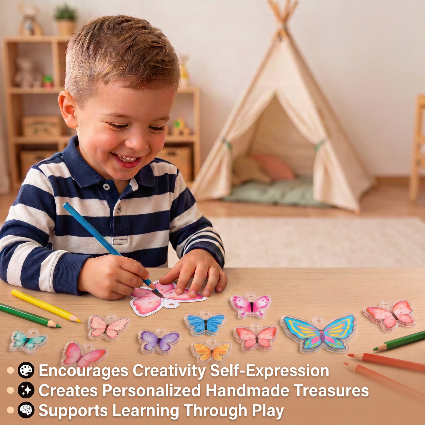 DIY Shrink Art Keychain & Charm Making Kit for Kids