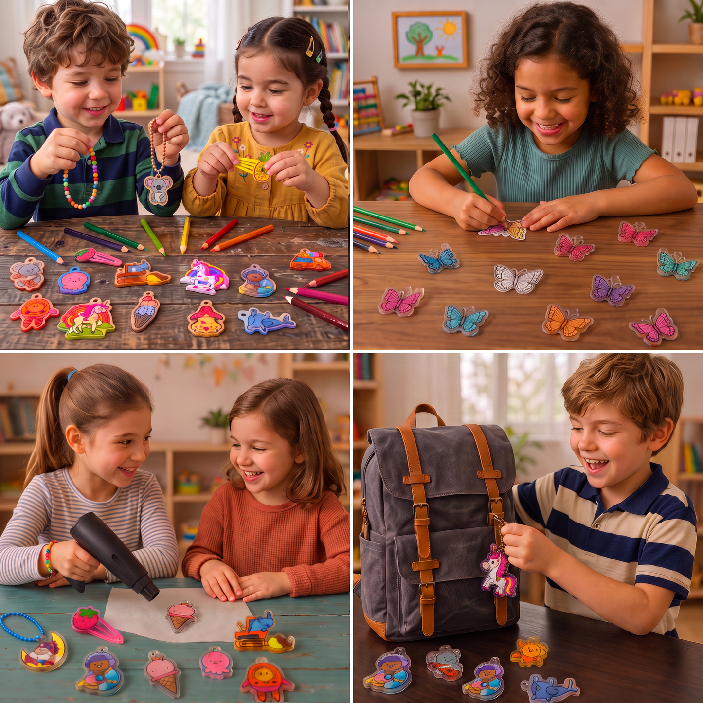 DIY Shrink Art Keychain & Charm Making Kit for Kids