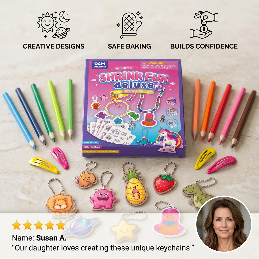 DIY Shrink Art Keychain & Charm Making Kit for Kids