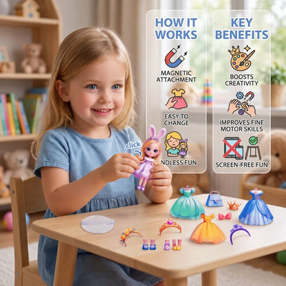 Magnetic Dress-Up Doll Set with Interchangeable Outfits