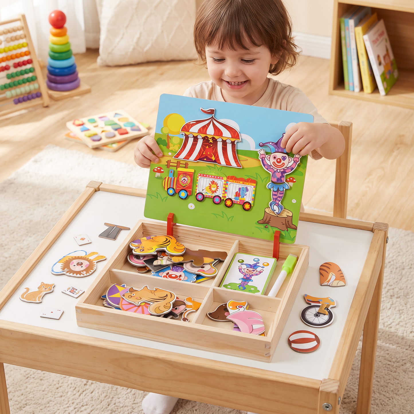 Magnetic Wooden Dress-Up & Matching Puzzle Board – Creative Learning Toy