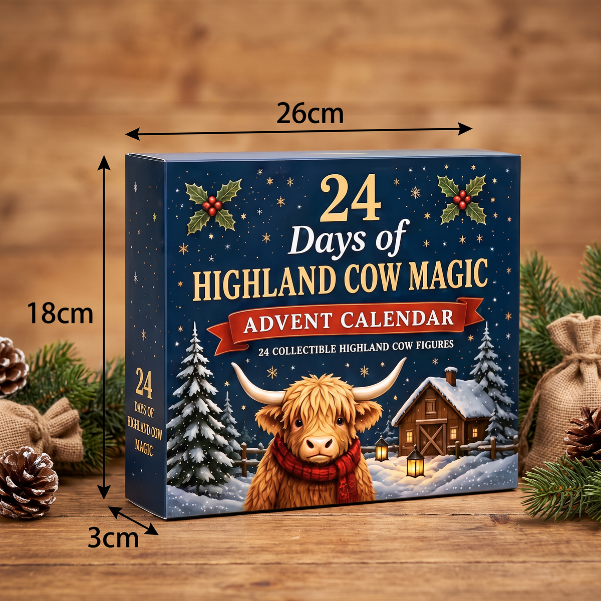 24-Day Highland Cow Advent Calendar with Collectible Mini Figurines