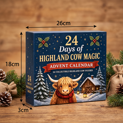 24-Day Highland Cow Advent Calendar with Collectible Mini Figurines
