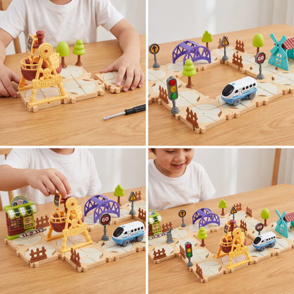 DIY Amusement Park Railway Building Set