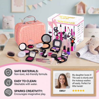 Make-up Play Set for Girls – Safe Kids Cosmetic Set with Practical Bag