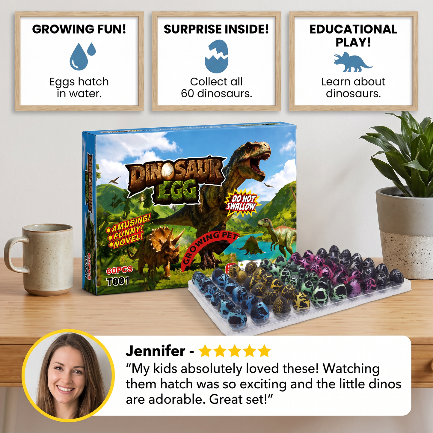 Hatching Dinosaur Egg Kit – Grow-in-Water Dino Eggs with Surprise Toys