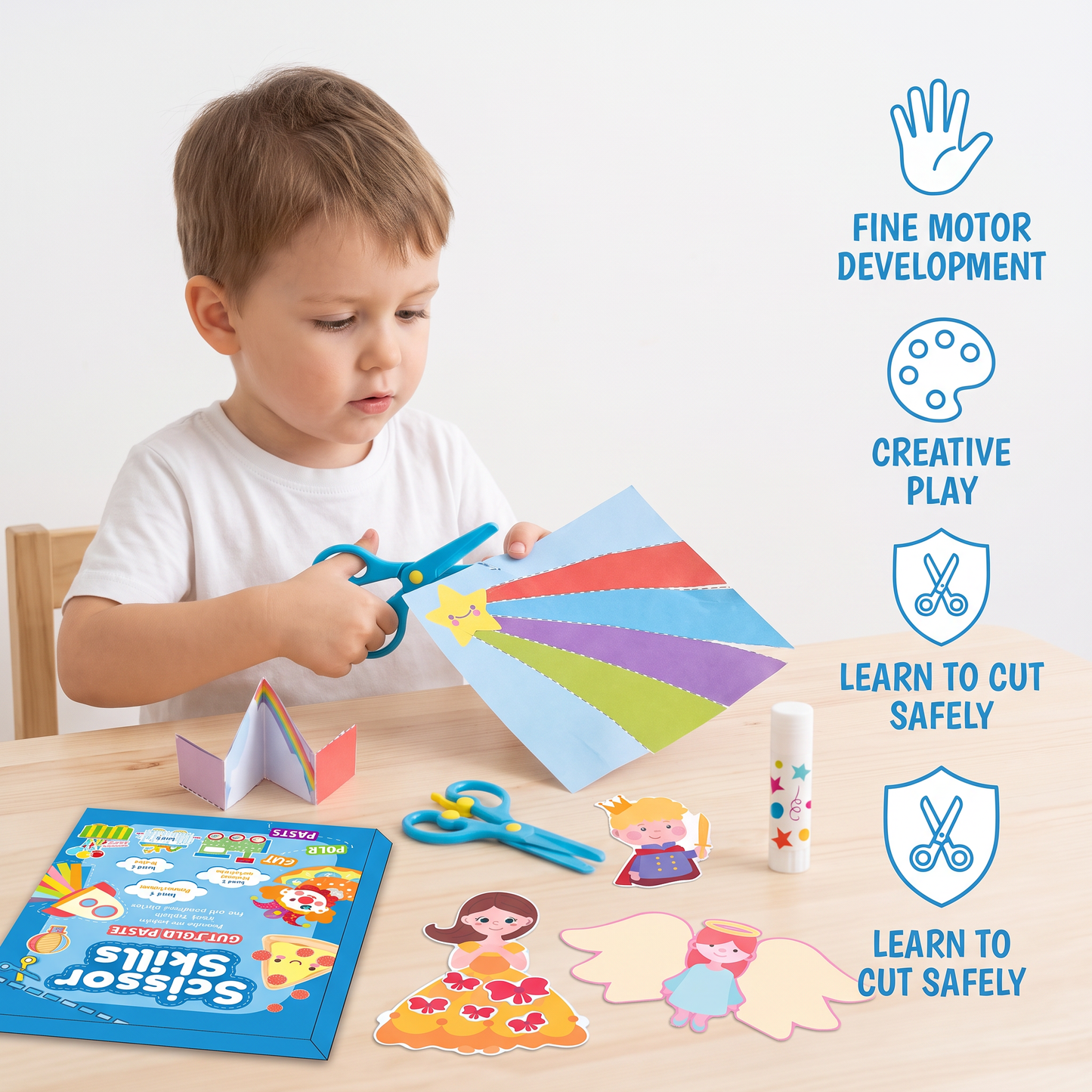 Kids Scissor Skills Activity Book – Safe Cutting Practice with Safety Scissors