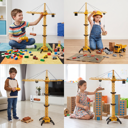 Remote Control Tower Crane – 360° Rotating Construction Toy with Lifting Function