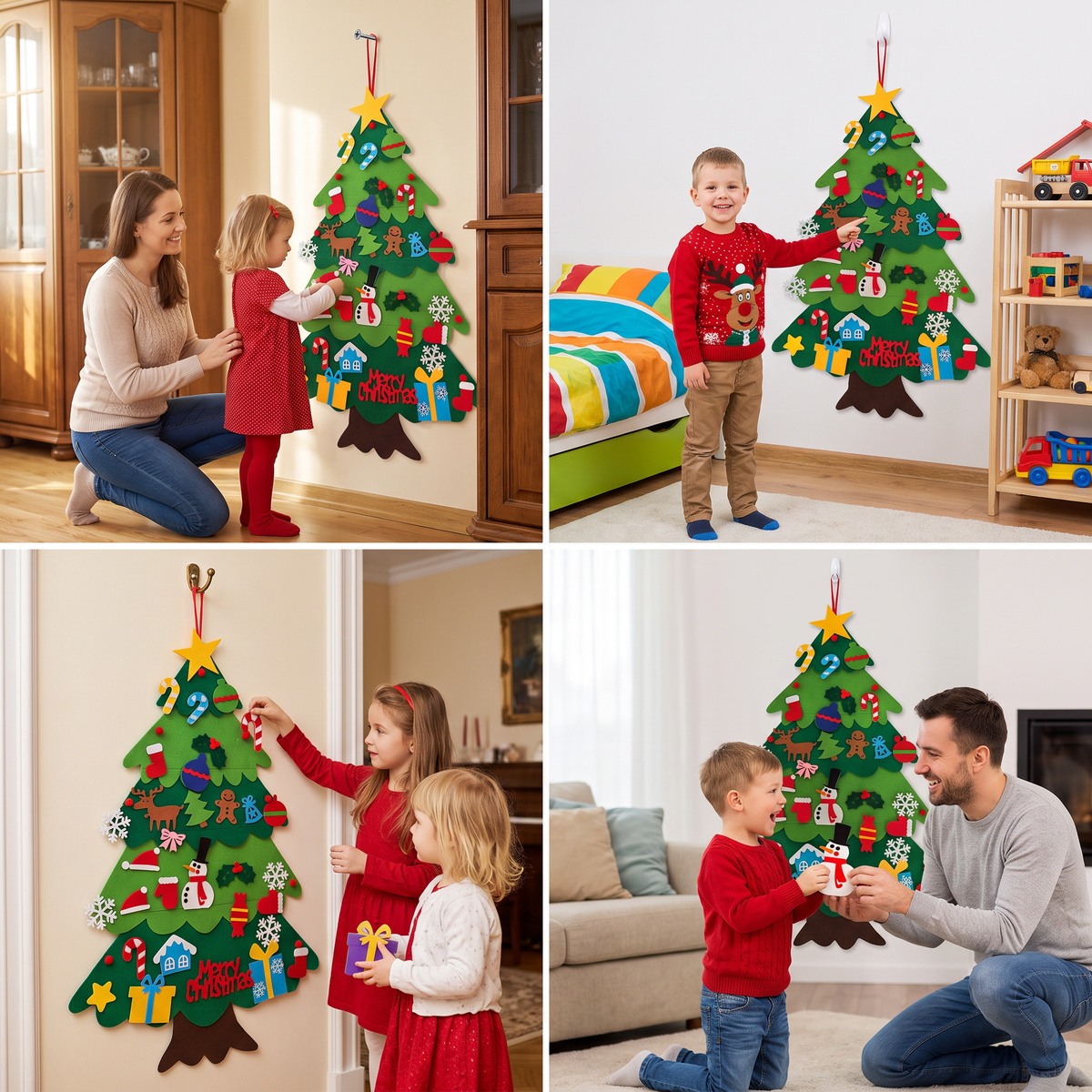 Kids’ DIY Felt Christmas Tree with Decorative Ornaments