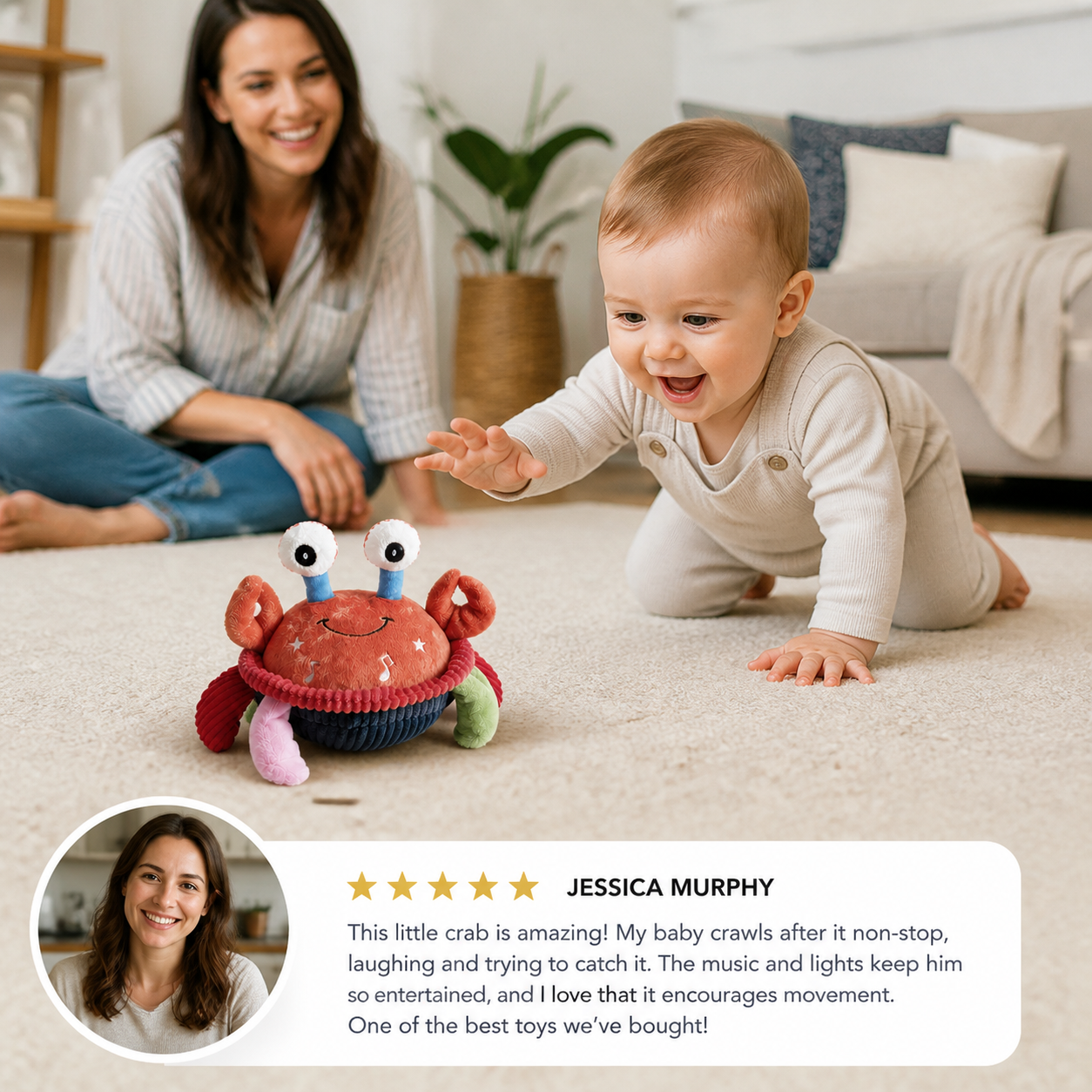 Interactive Musical Crab with Voice Function – Moving Educational Toy for Babies