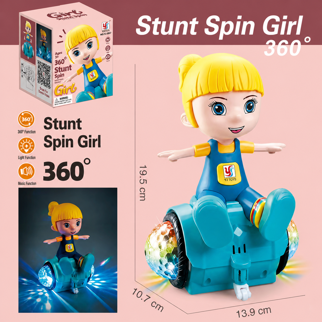 Interactive 360° Dancing Balance Toy with Lights & Music