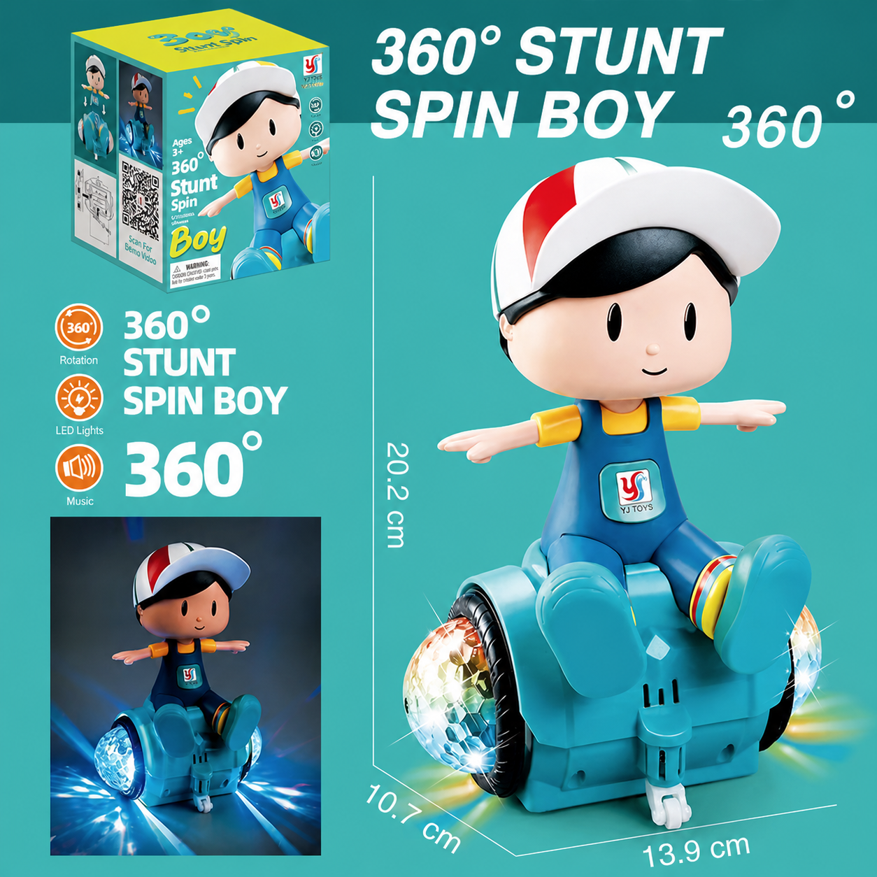 Interactive 360° Dancing Balance Toy with Lights & Music