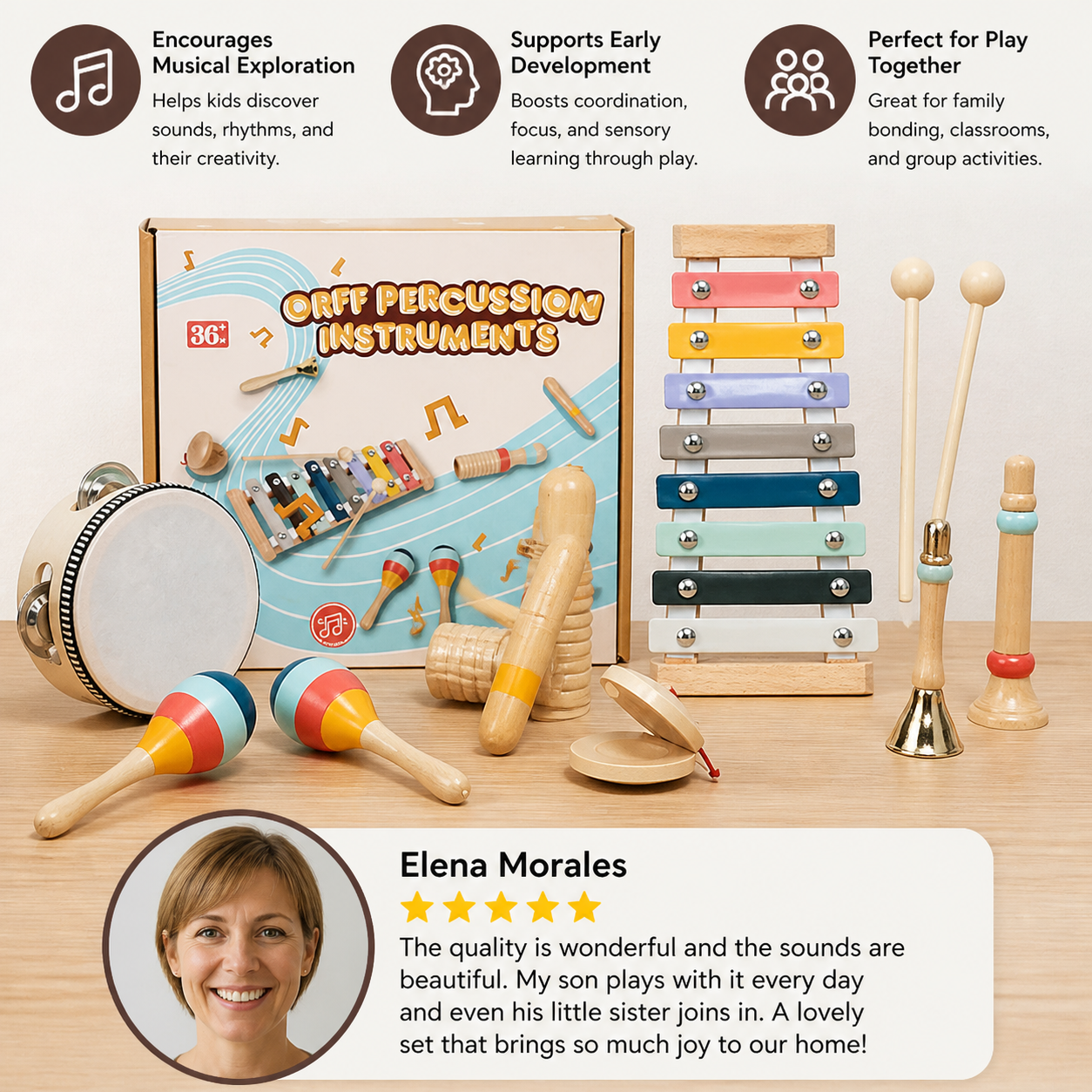 Wooden Musical Instrument Set – Montessori Percussion & Rhythm Learning Toys for Kids