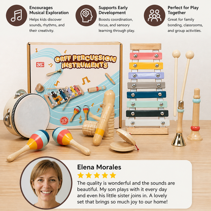 Wooden Musical Instrument Set – Montessori Percussion & Rhythm Learning Toys for Kids