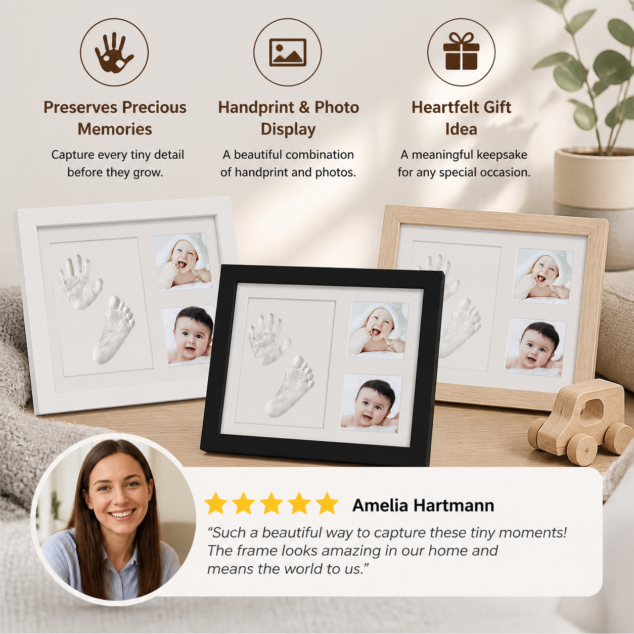 DIY Kids Handprint Keepsake Frame Kit – Hand Impression & Photo Display
