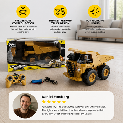 Remote-Controlled Dump Truck with Lights – Construction Vehicle Toy
