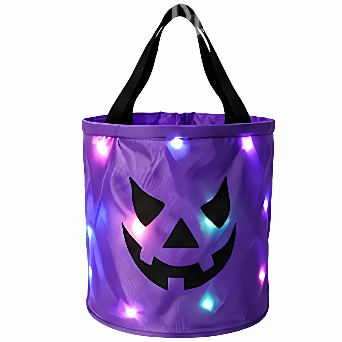 LED Halloween Trick-or-Treat Candy Bucket – Reusable Light-Up Tote Bag