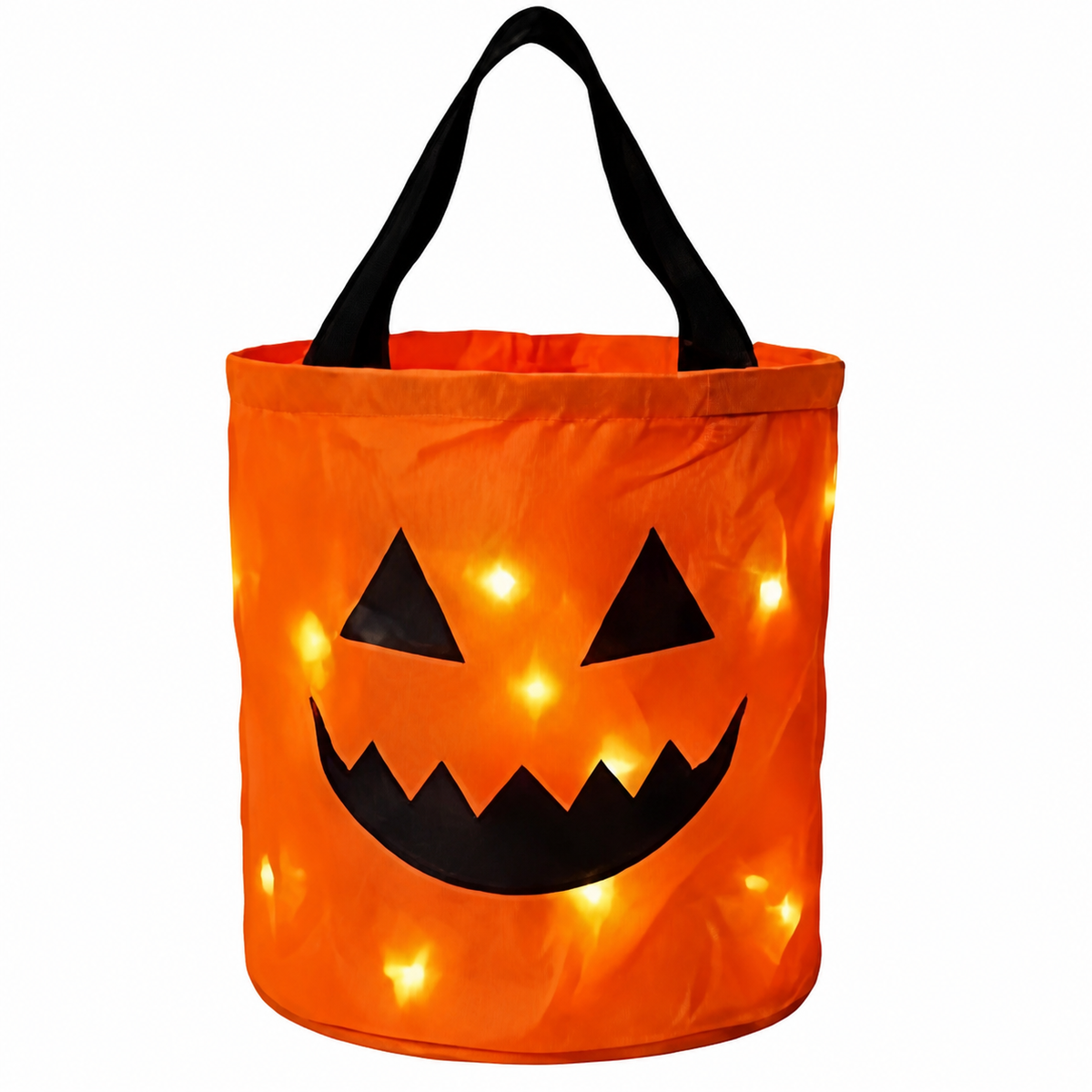 LED Halloween Trick-or-Treat Candy Bucket – Reusable Light-Up Tote Bag