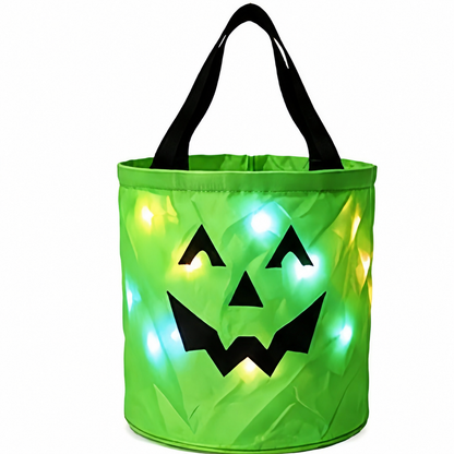LED Halloween Trick-or-Treat Candy Bucket – Reusable Light-Up Tote Bag