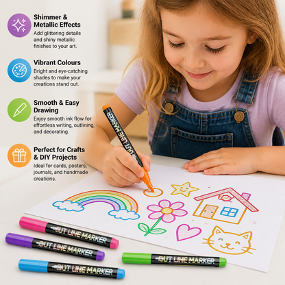 Outline Shimmer & Metallic Glitter Marker Set