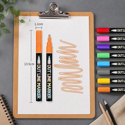 Outline Shimmer & Metallic Glitter Marker Set
