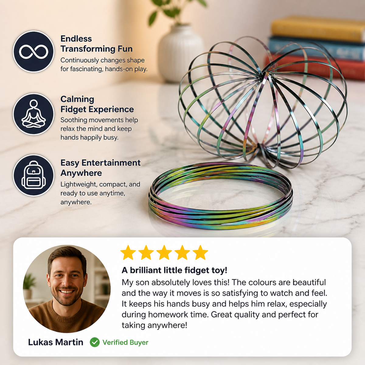 Geometric Spring Fidget Toy – Sensory Stress Relief Sculpture
