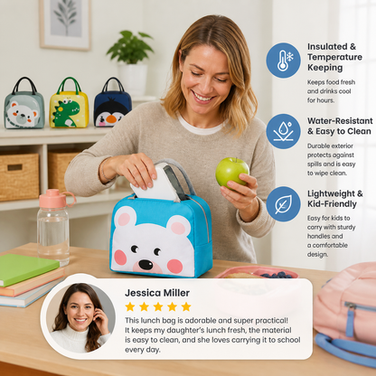 Cartoon Animal Insulated Lunch Bag for Kids