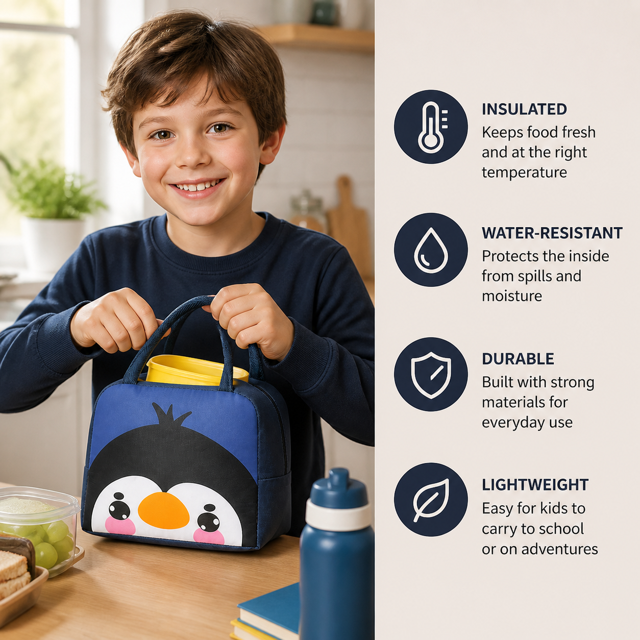 Cartoon Animal Insulated Lunch Bag for Kids