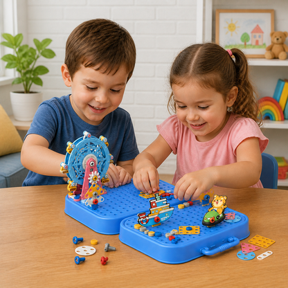 DIY Kids Engineering Tool Box with Building Board, Ferris Wheel & Electric Drill