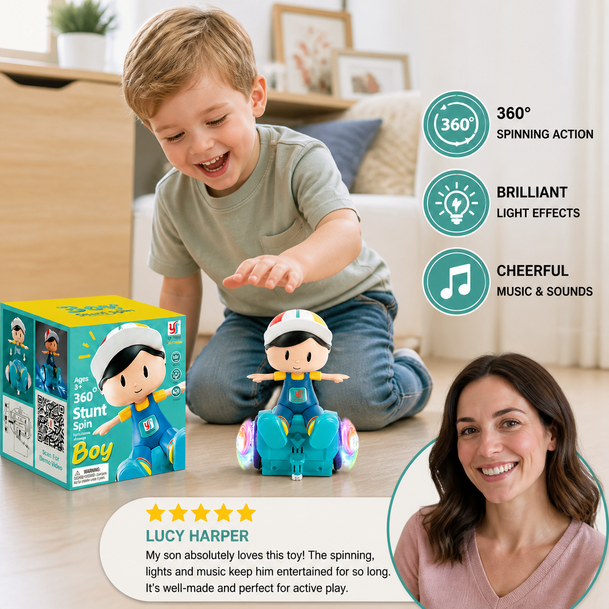 Interactive 360° Dancing Balance Toy with Lights & Music