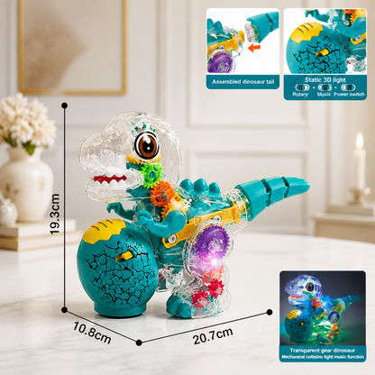Interactive Light-Up Gear Dinosaur Toy with Music & Walking Action