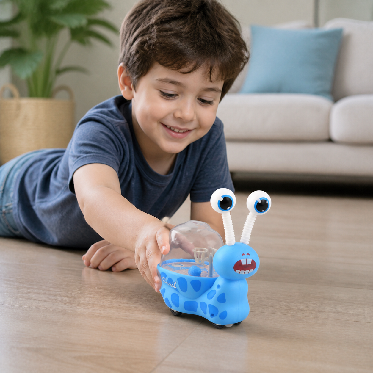 3-in-1 Moving Snail Toy with Basketball Hoop & Telescopic Eyes