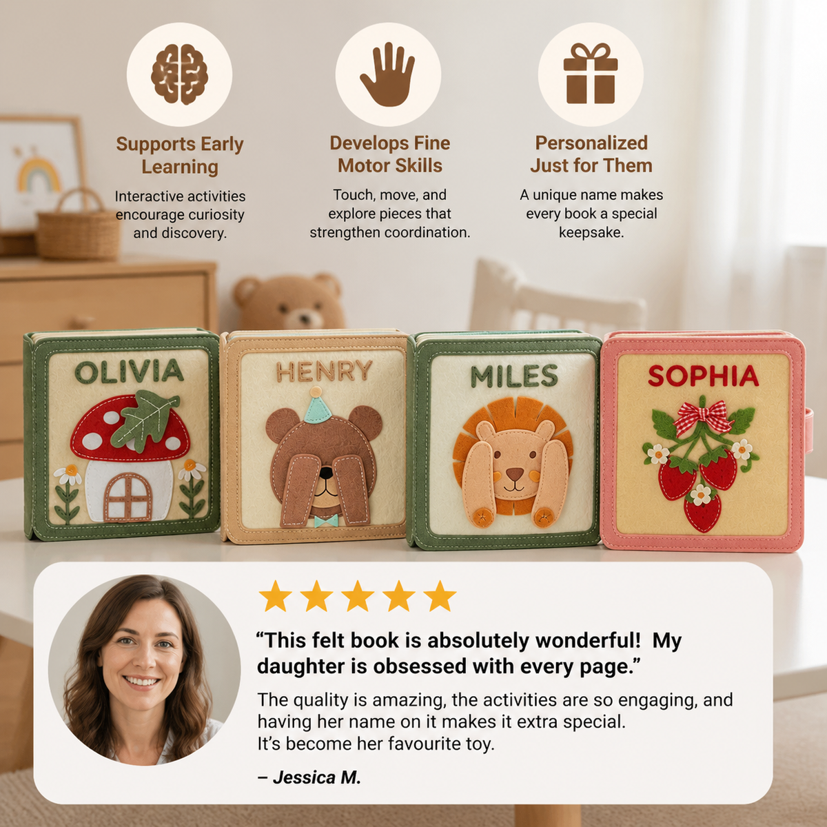Kids Felt Book Personalized