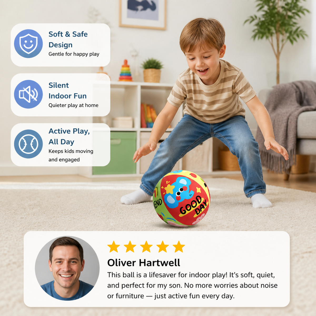Soft & Safe Silent Indoor Play Ball for Kids