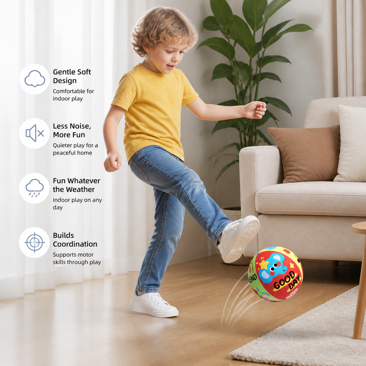 Soft & Safe Silent Indoor Play Ball for Kids