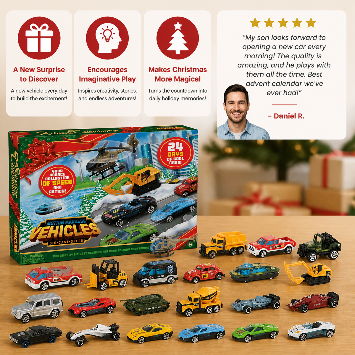Christmas Die-Cast Car Advent Calendar for Kids