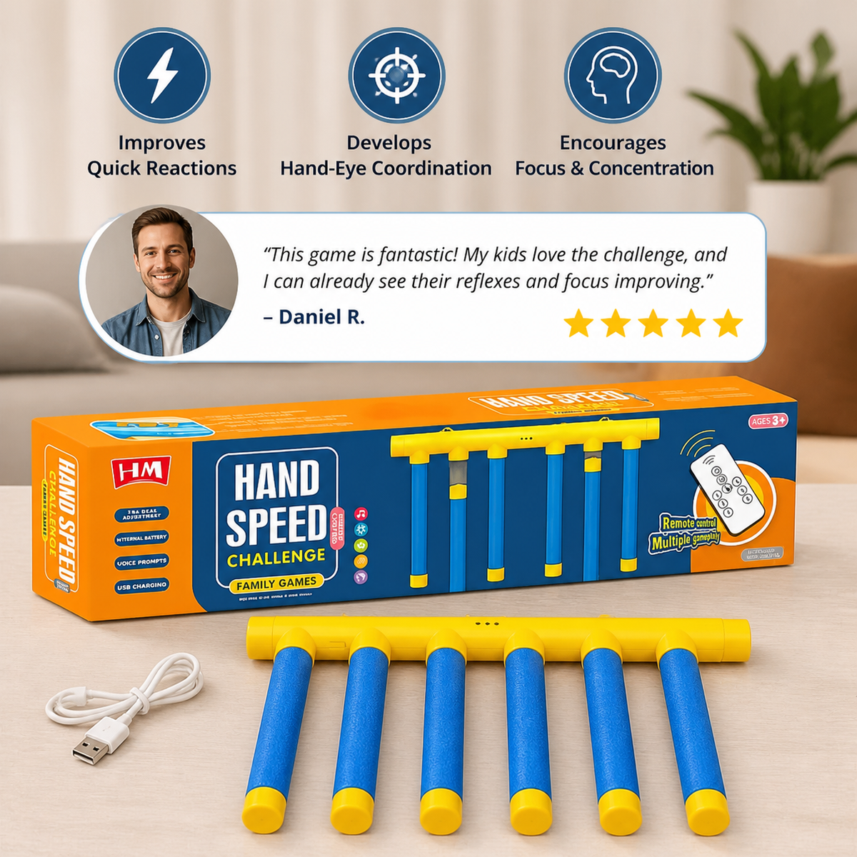 Falling Sticks Reflex Challenge Game – Hand-Eye Coordination Toy