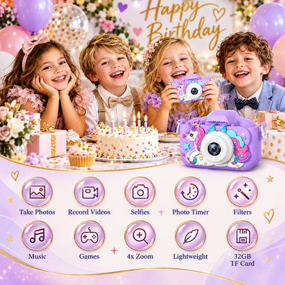 Rechargeable Kids’ Digital Camera with Selfie Mode, HD Video & Silicone Case