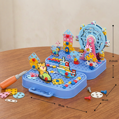 DIY Kids Engineering Tool Box with Building Board, Ferris Wheel & Electric Drill