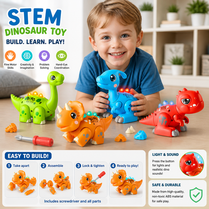 Easy-Assembly STEM Learning Dinosaur Toy with Lights & Sounds