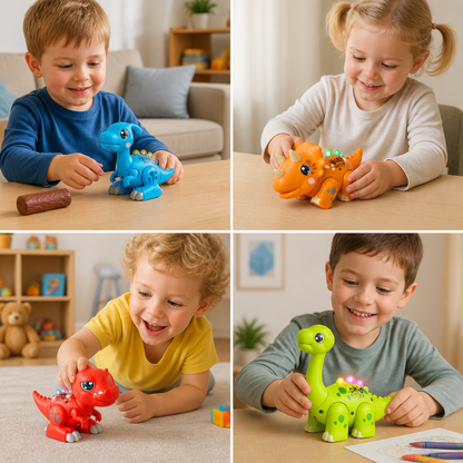 Easy-Assembly STEM Learning Dinosaur Toy with Lights & Sounds