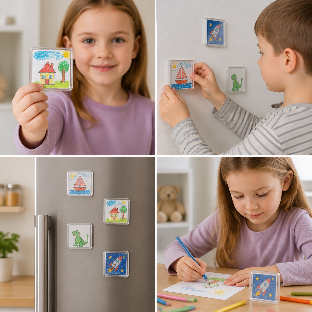 Clear Acrylic Magnetic Photo Frames with Adhesive Backing
