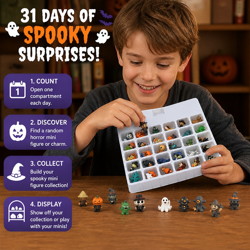 Halloween Countdown Calendar with Surprise Horror Mini Figures & Charms