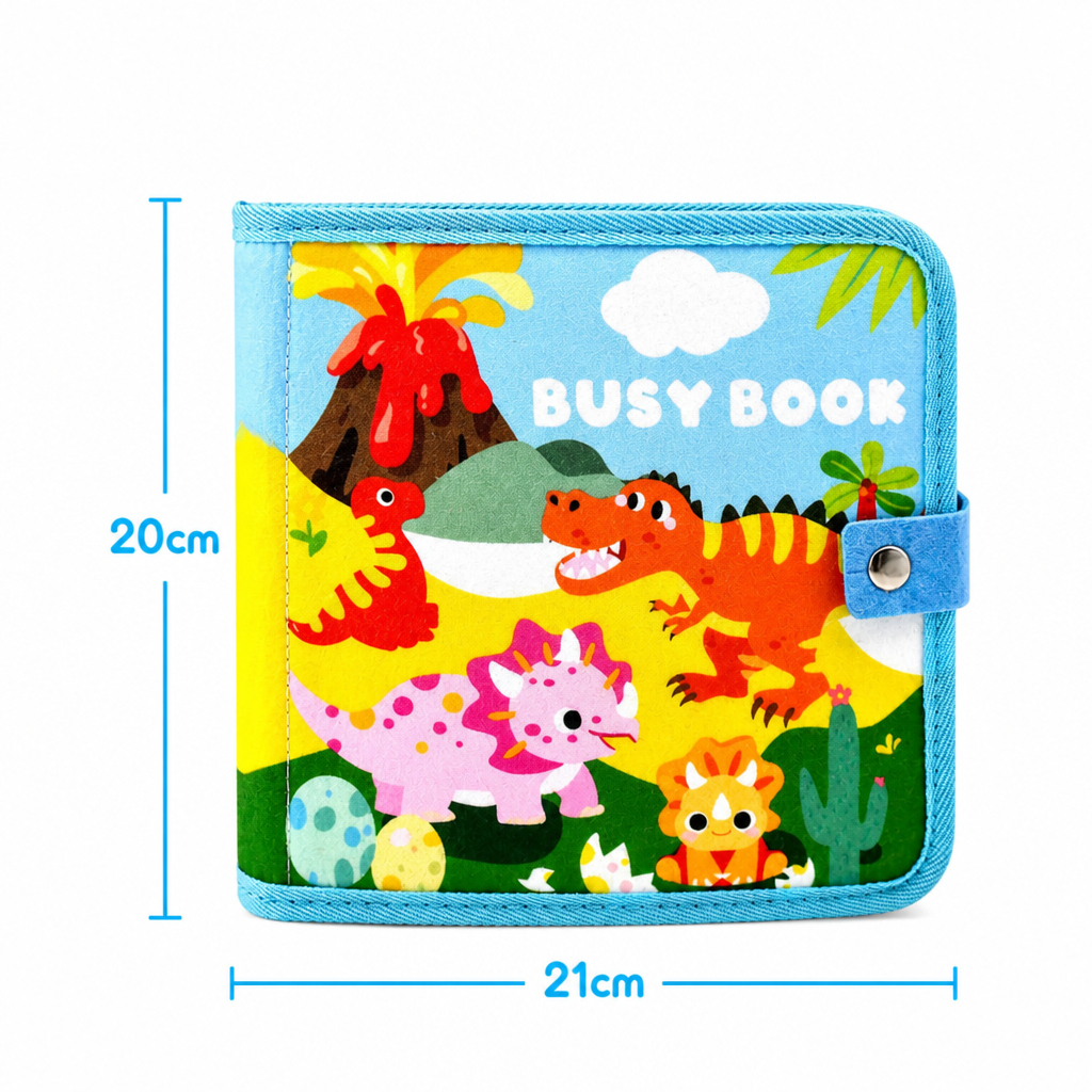 8-in-1 Montessori Dinosaur Busy Board Activity Book for Toddlers