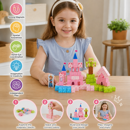 Montessori Princess Dream Castle Magnetic Building Cubes Set